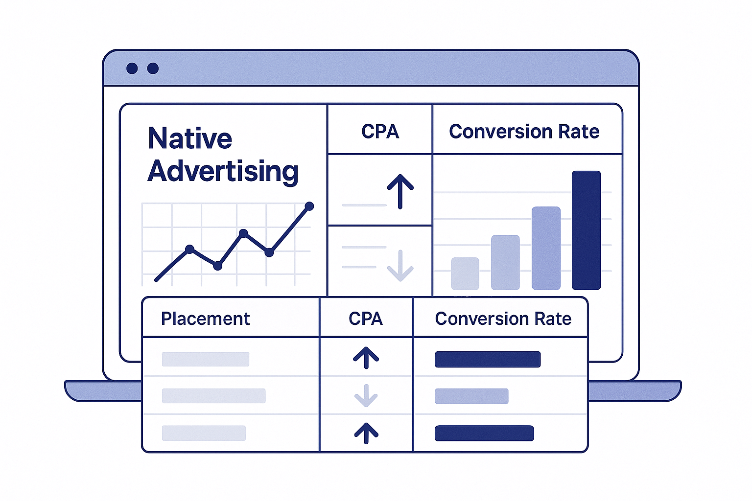 Dashboard screenshot-style visualization showing campaign optimization metrics with performance data across different pl