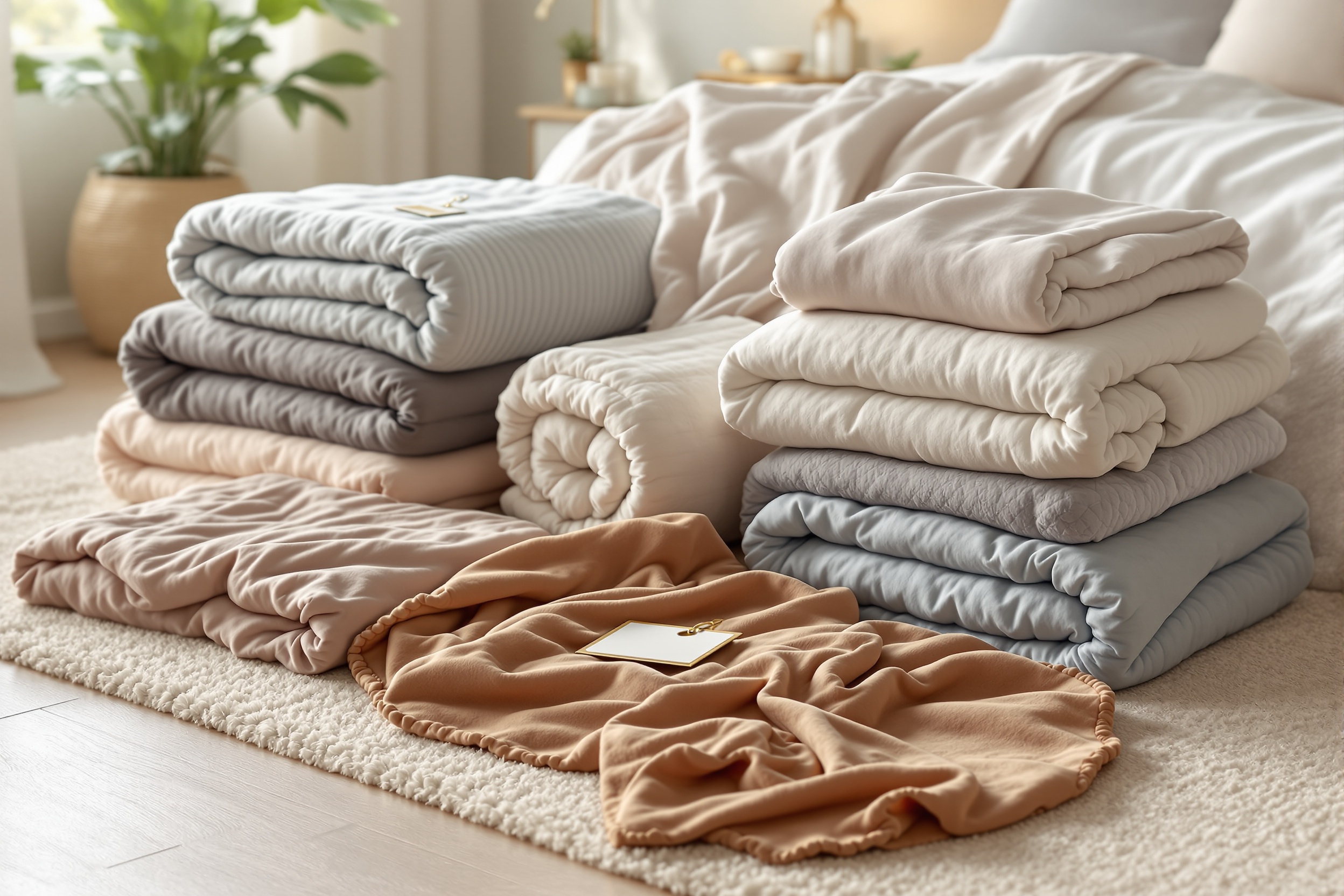 A comprehensive buyer's guide comparing the best weighted blankets for anxiety relief, sleep quality, and muscle recovery benefits, including material differences, weight options, and user-specific recommendations. illustration
