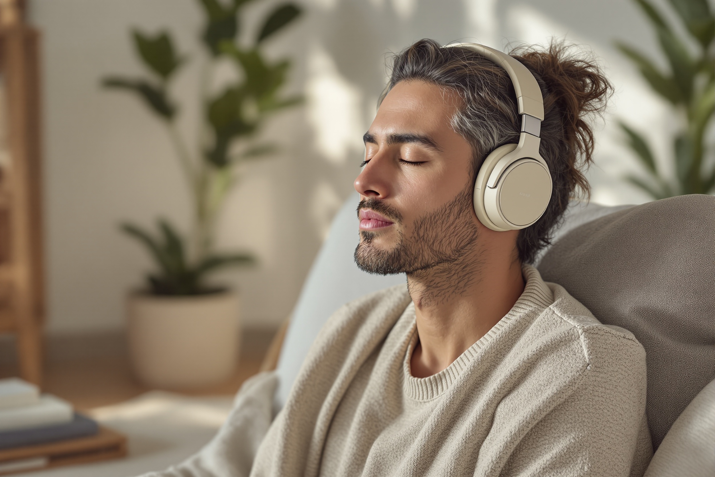 In-depth review of the top-rated noise-canceling headphones for relaxation, stress relief, and focus during meditation or work sessions illustration