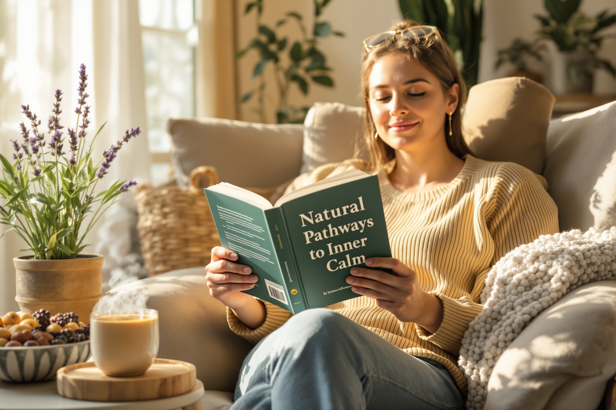 A comprehensive natural remedies guide for easing intrusive thoughts and rumination in adults, focusing on evidence-based herbal, nutritional, and lifestyle strategies to regain mental peace. illustration