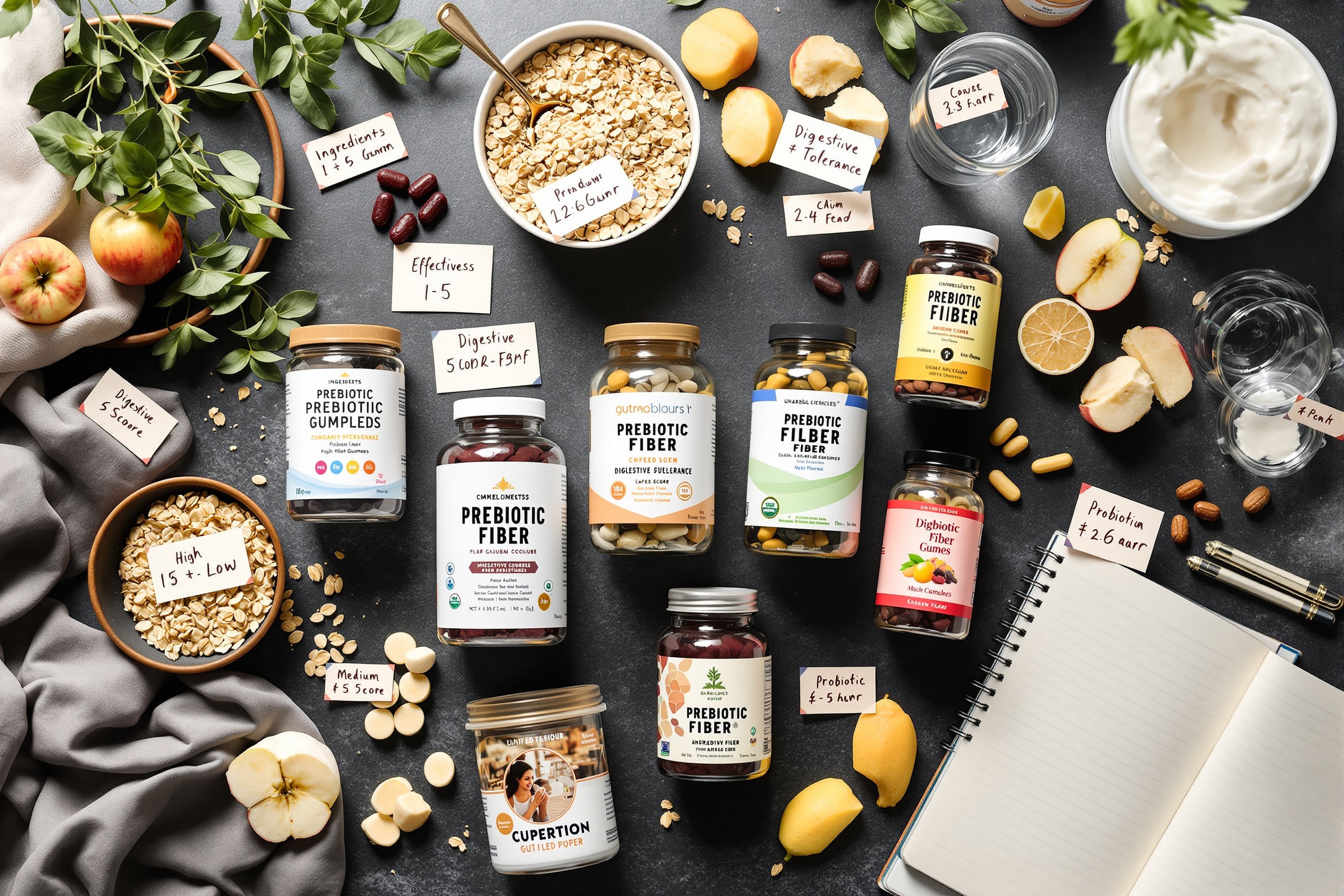 A comprehensive review and comparison of prebiotic fiber supplements formulated to support gut health, focusing on ingredients, effectiveness, and digestive tolerance for adults seeking to improve their microbiome. illustration