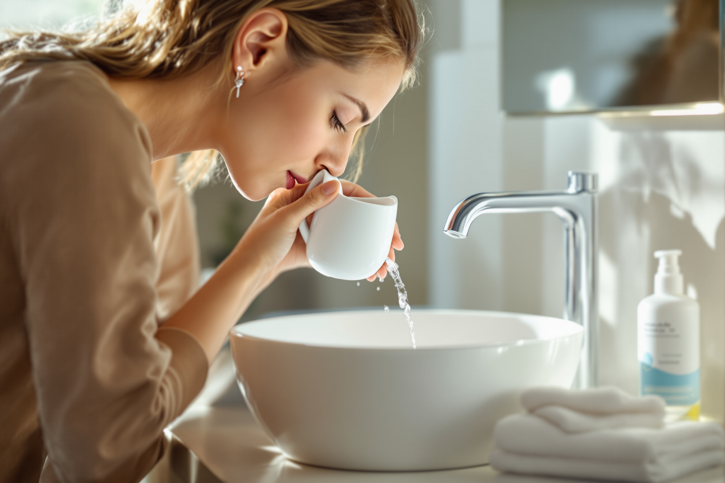 A daily nasal hygiene wellness protocol for reducing respiratory infections and supporting sinus health, focusing on evidence-based practices suitable for adults in polluted or allergen-heavy environments. illustration