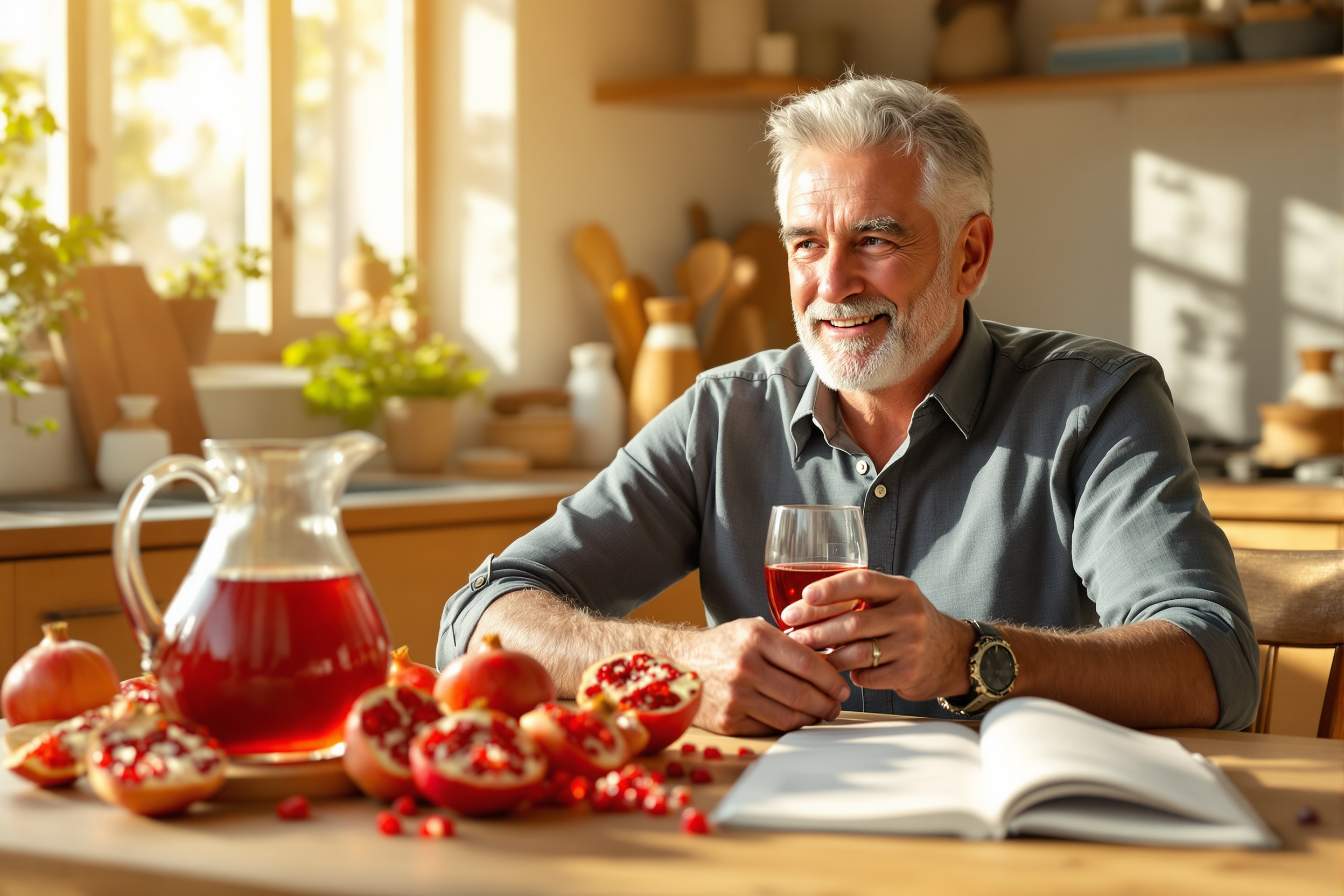Exploring the role of pomegranate extract as a natural remedy for reducing prostate enlargement symptoms in men over 50, including its antioxidant benefits and latest clinical research. illustration