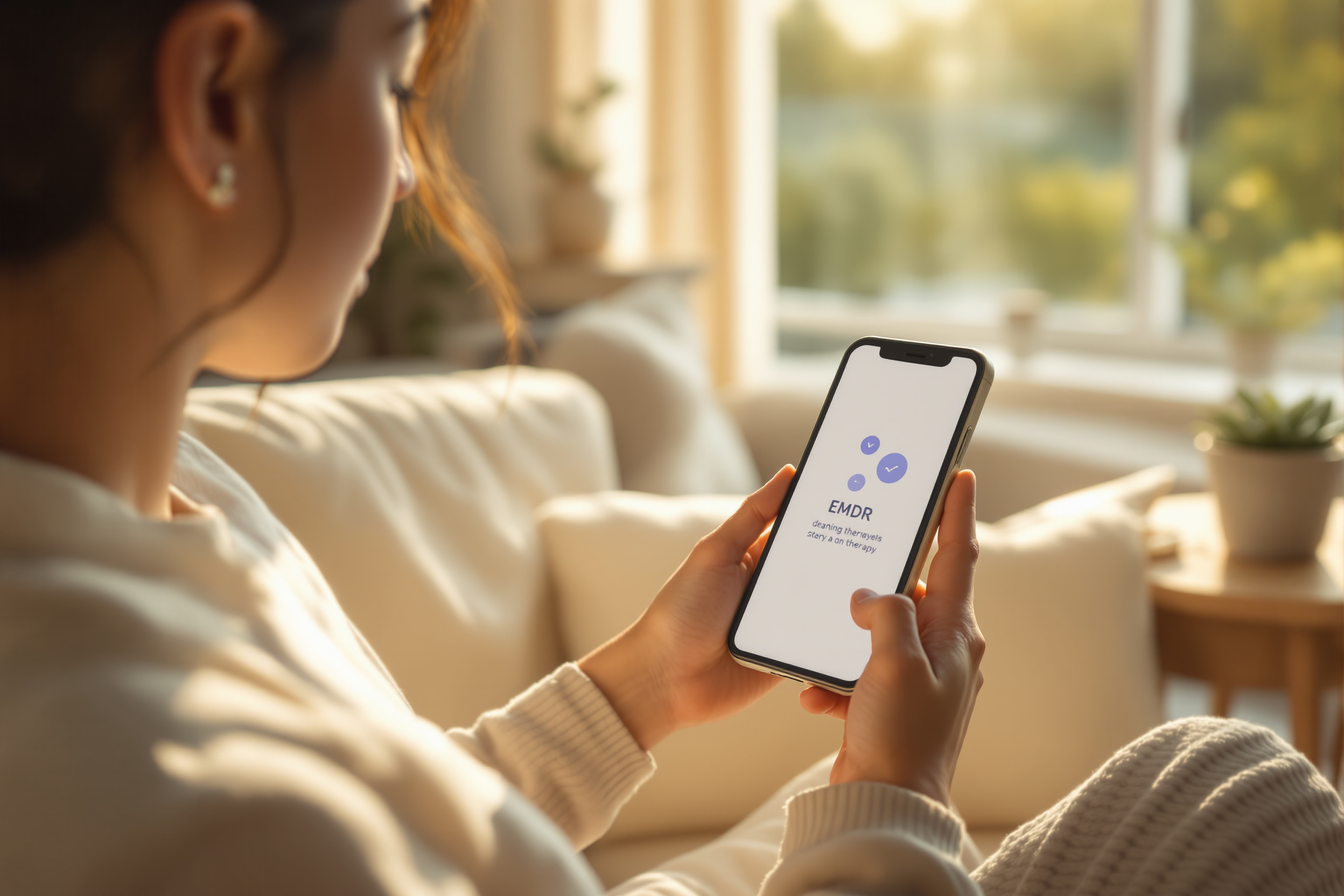 Review and comparison of the best EMDR therapy apps for at-home PTSD and trauma processing illustration