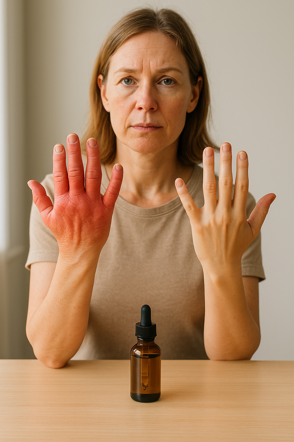 Before and after applying CBD oil for joint inflammation