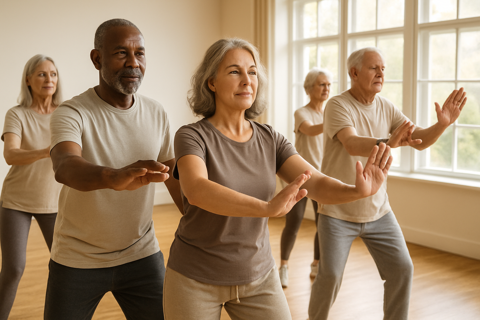 Hands and arms during tai chi movement for arthritis relief