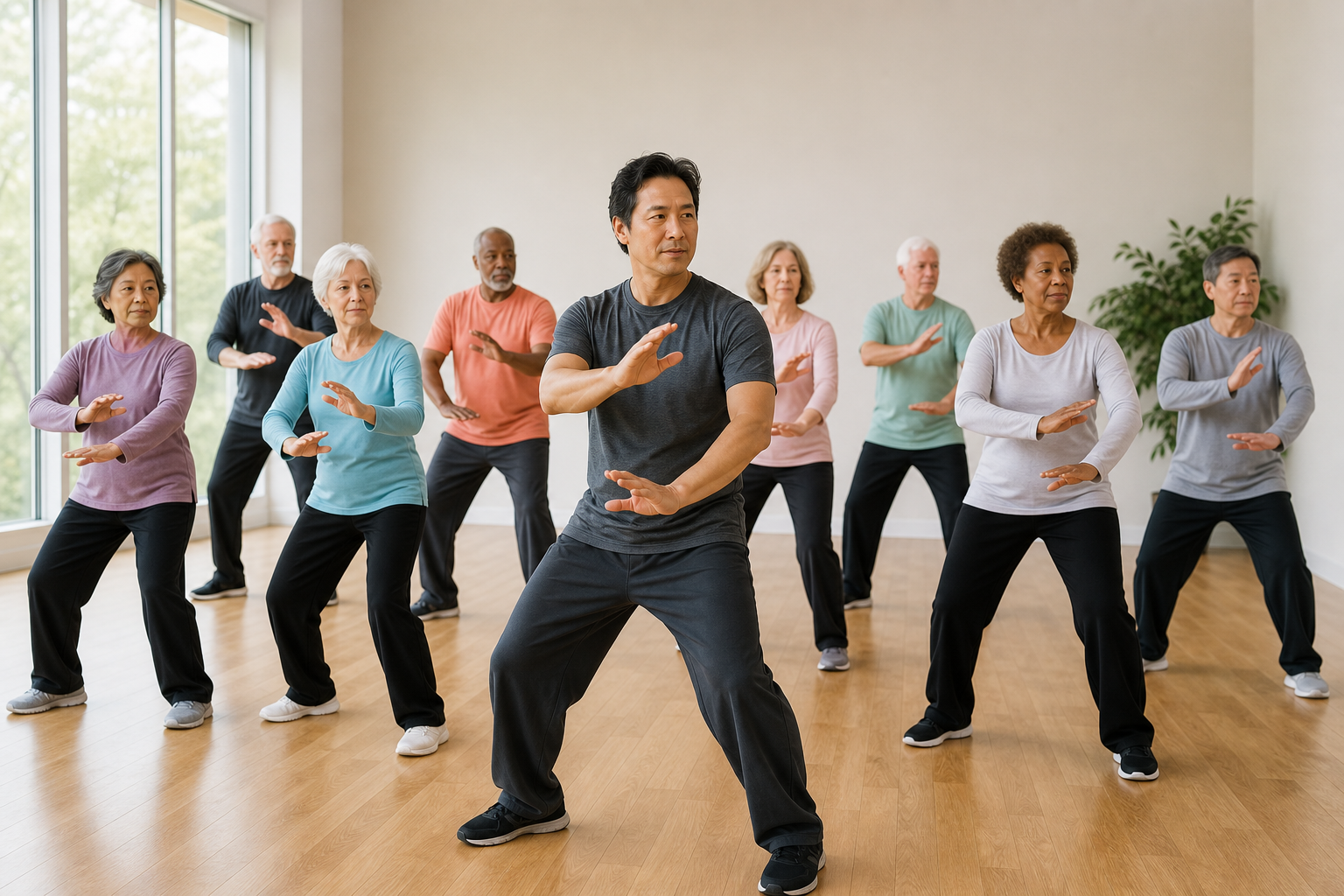 Tai chi class for seniors at community center for balance and arthritis