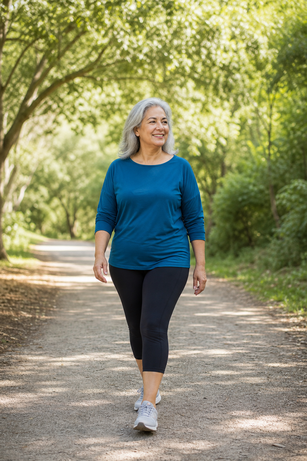 Mature adult walking with supportive shoes on trail