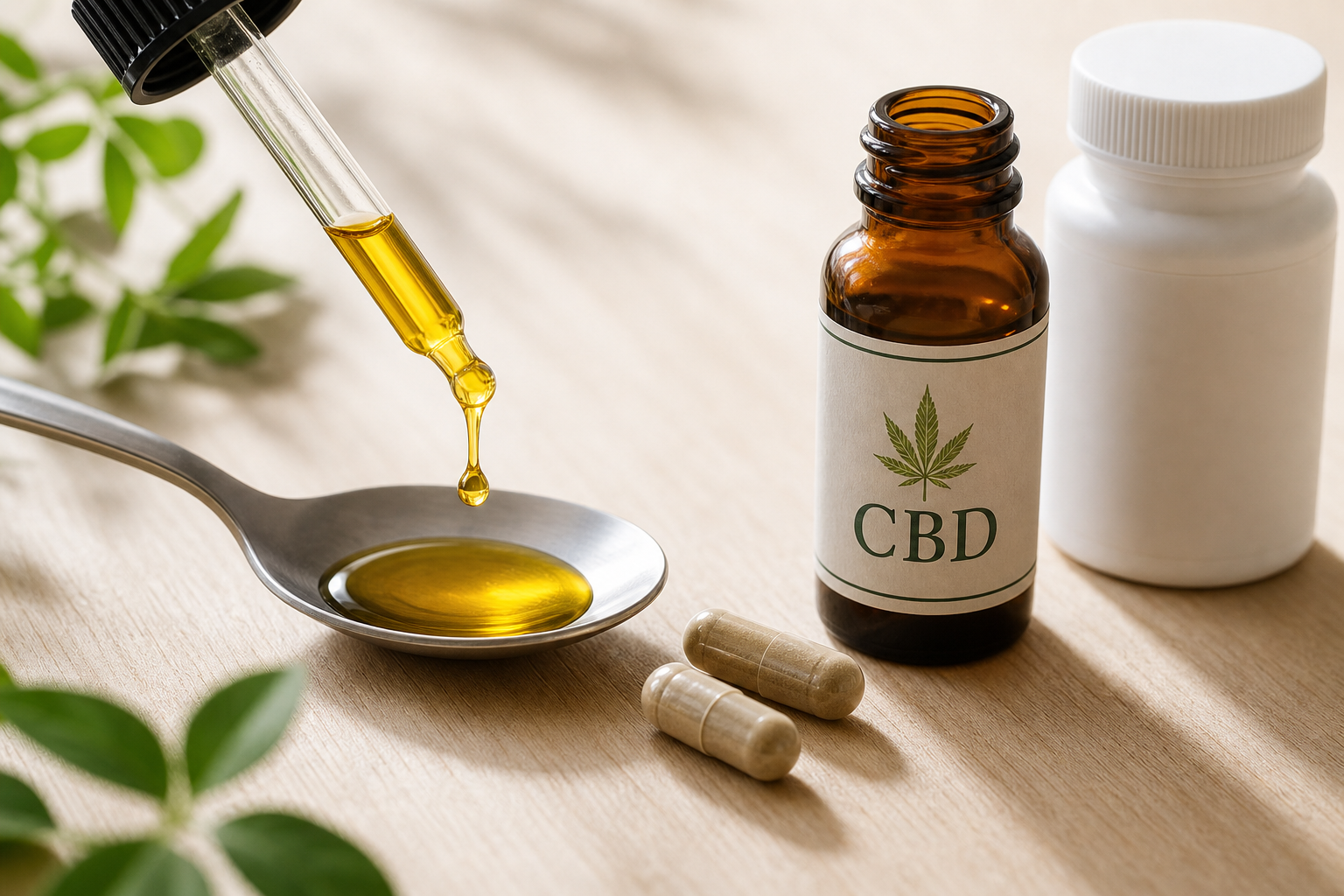 CBD oil dropper with joint support supplements
