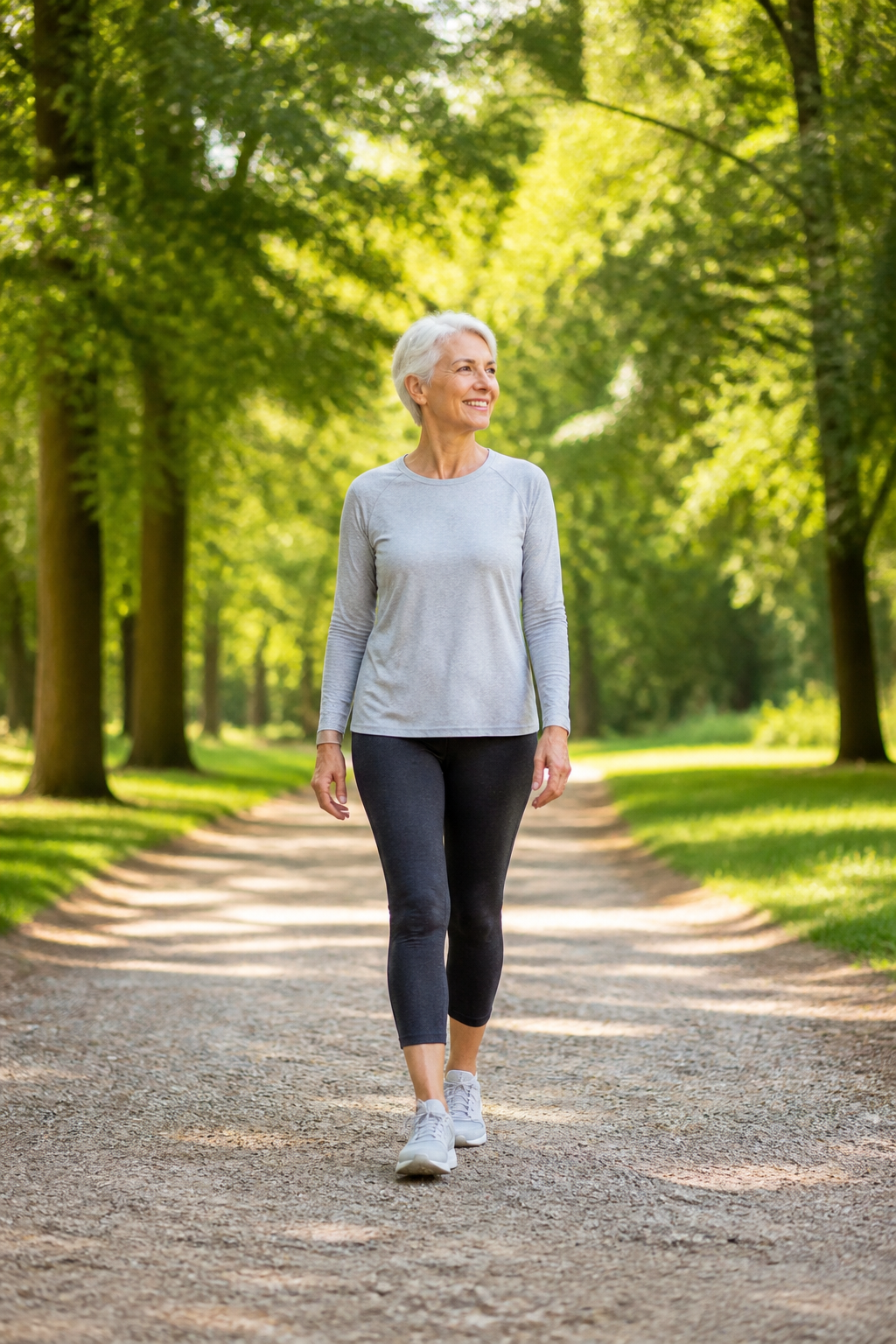 Senior feet walking on trail to support joint health over 50