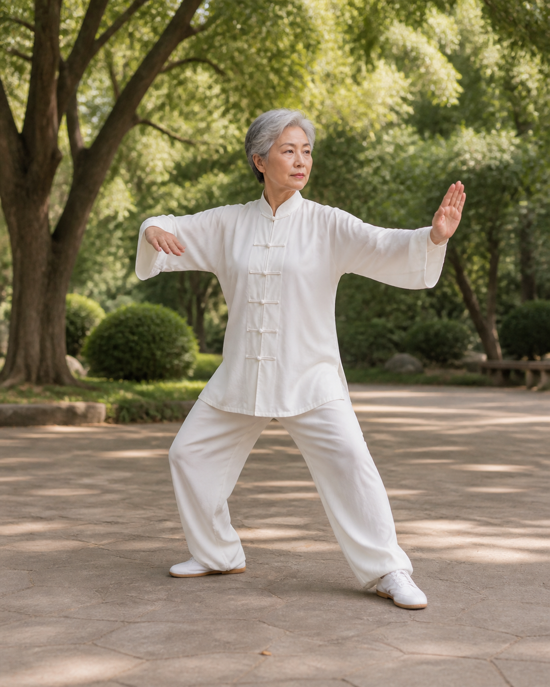 Tai chi movement close-up showing proper joint alignment