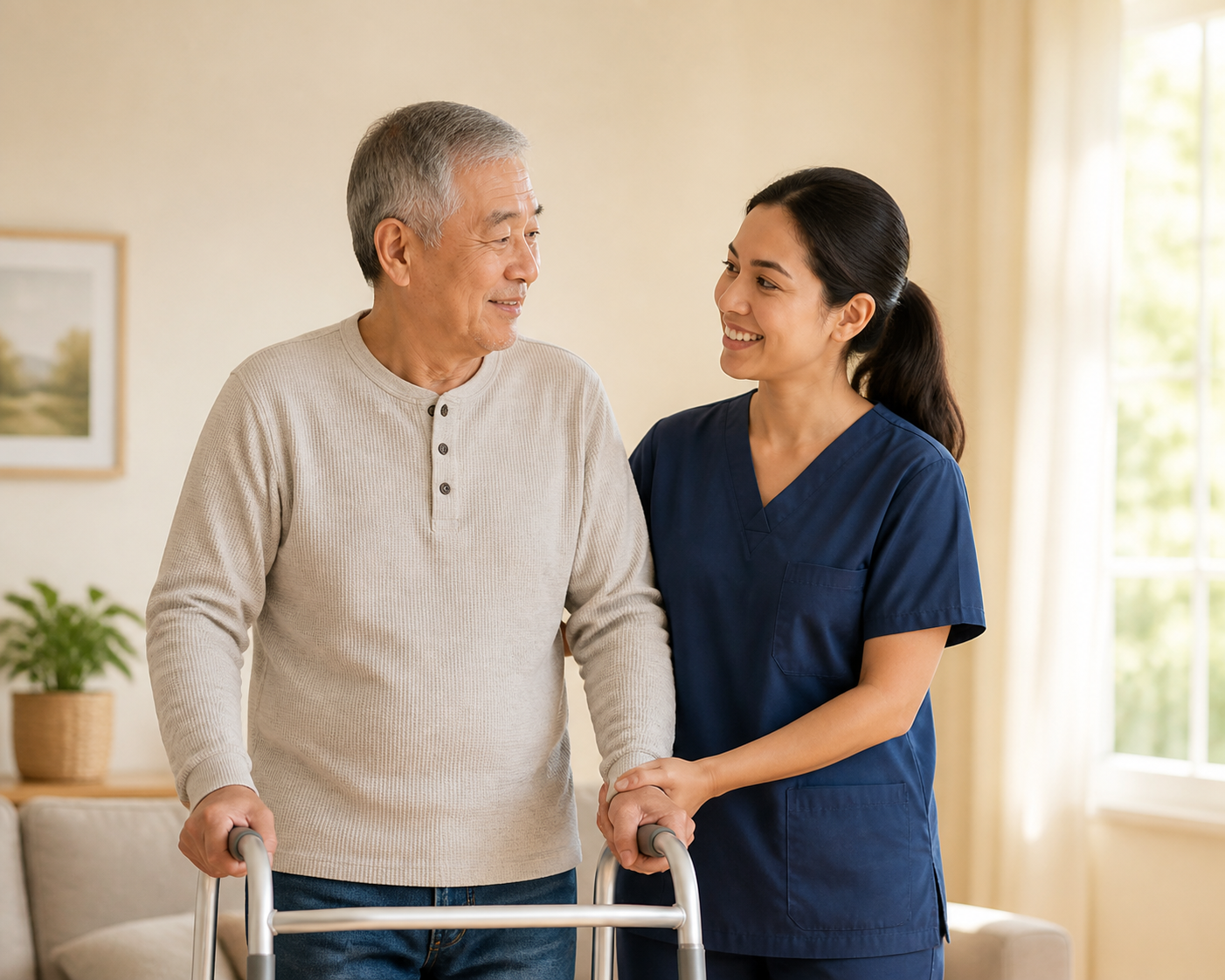 Hands gripping walker, symbolizing support for staying active with joint pain
