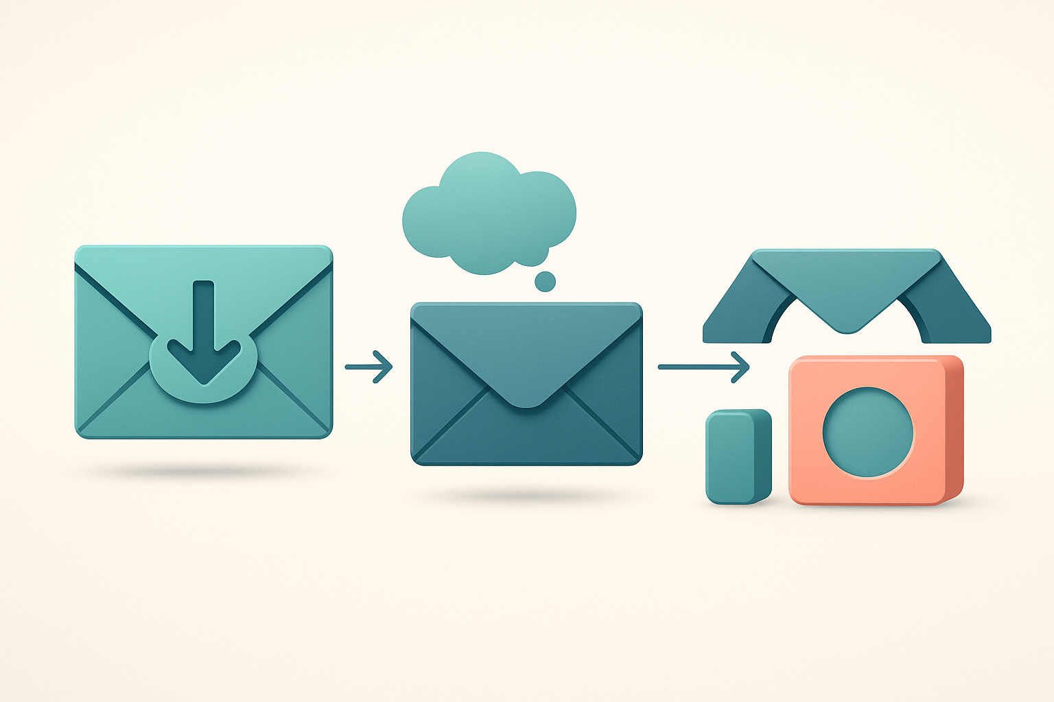 How to create a lead magnet for affiliate funnels — A horizontal process diagram showing a three-stage email sequence as a pipeline—each stage represented by an envelope...