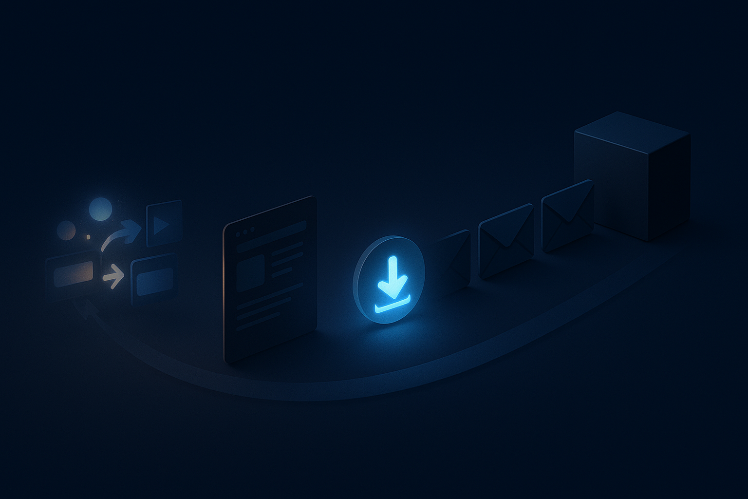 How to create a lead magnet for affiliate funnels — A bird's-eye view of a complete affiliate funnel laid out as a physical pathway on a clean surface—starting from a tr...