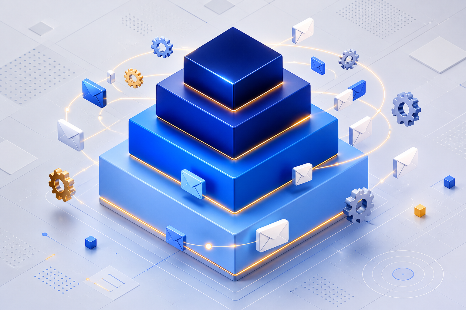 best email automation sequences for affiliate offer promotions — A four-tiered pyramid diagram rendered in a clean, modern flat design style, with each tier represented as a horizont...
