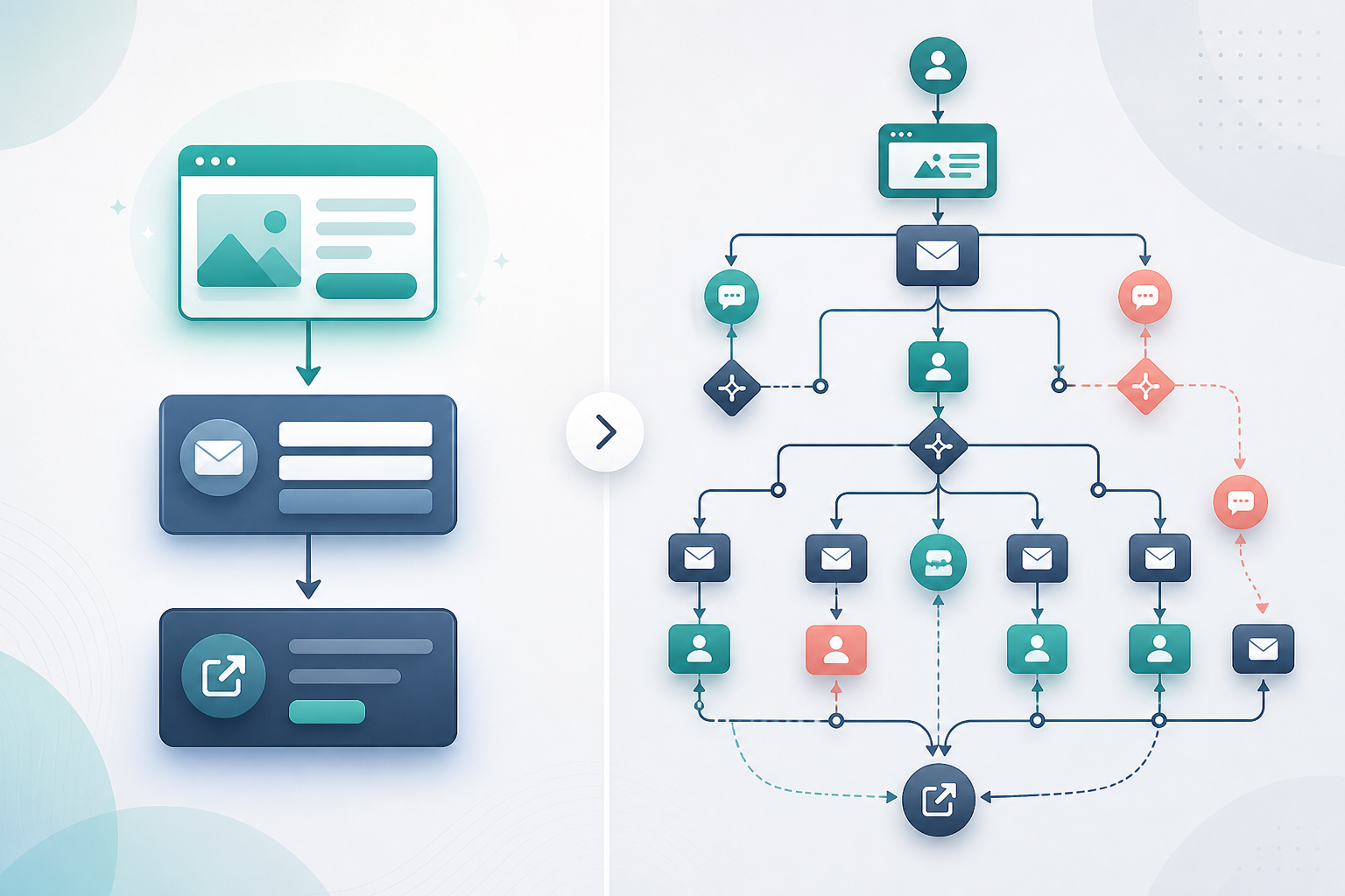 GoHighLevel vs ClickFunnels for affiliate marketing funnels 2026 — A side-by-side comparison diagram showing two funnel architecture flows — the left side depicts a streamlined three-s...